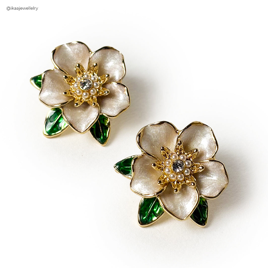 Rose Ceramic Look Earrings