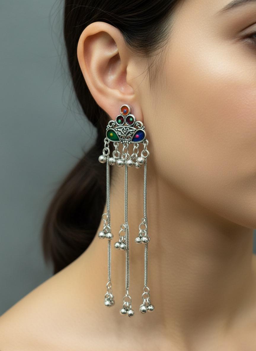 Rangrez Kashmiri Long Earrings
