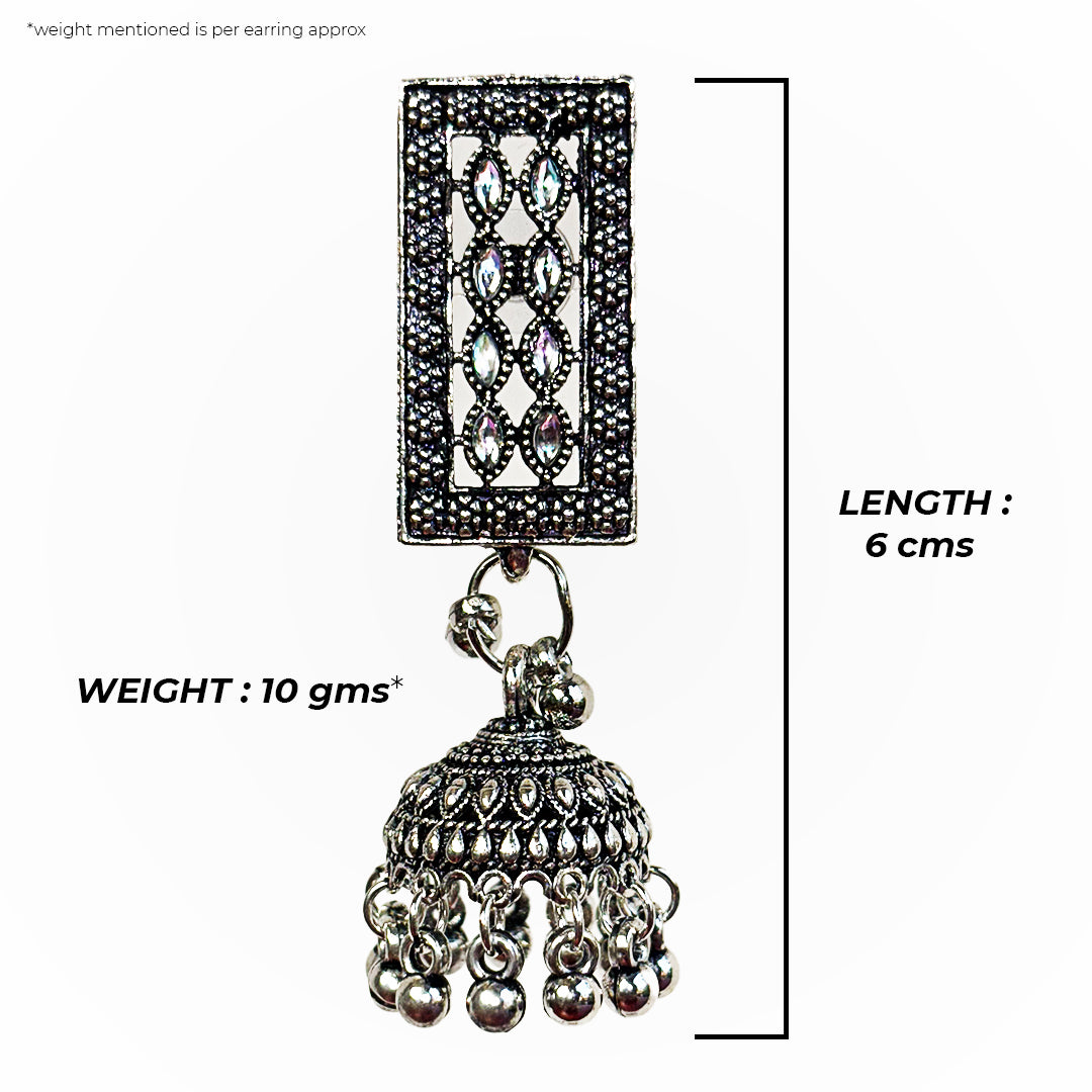 Aruna Jhumki Earrings: Delicate gold-toned jhumka earrings with intricate floral and bead detailing.
