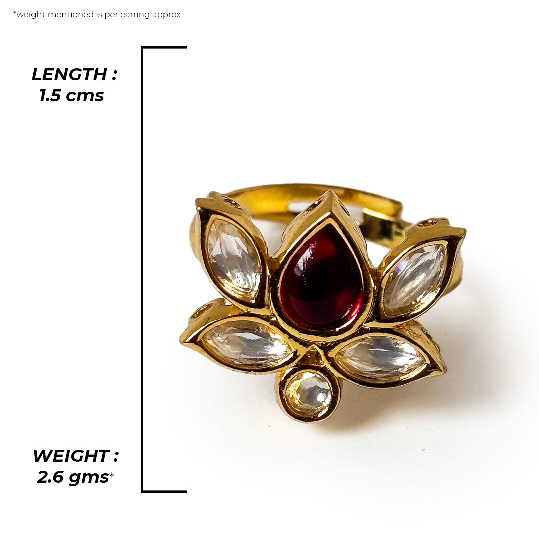 Close-up of the Padmika Ring, showcasing its intricate floral design and textured gold band.