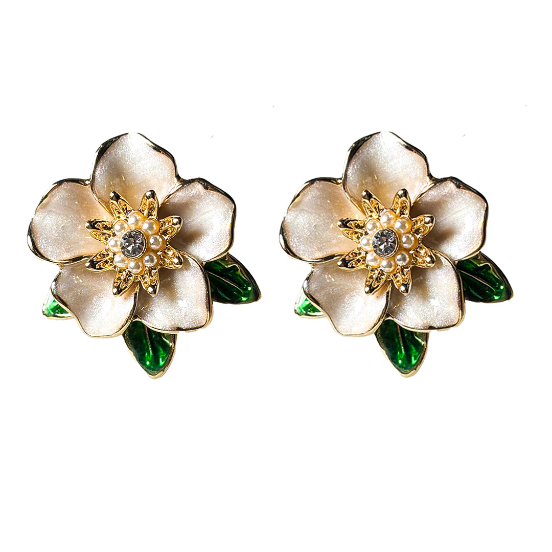 Rose Ceramic Look Earrings